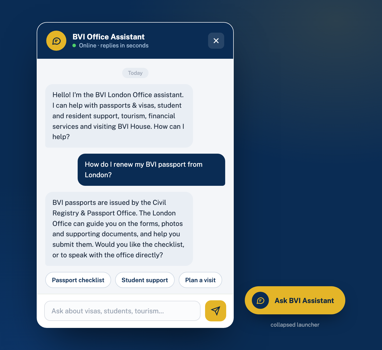 BVI Office Assistant — chat concept