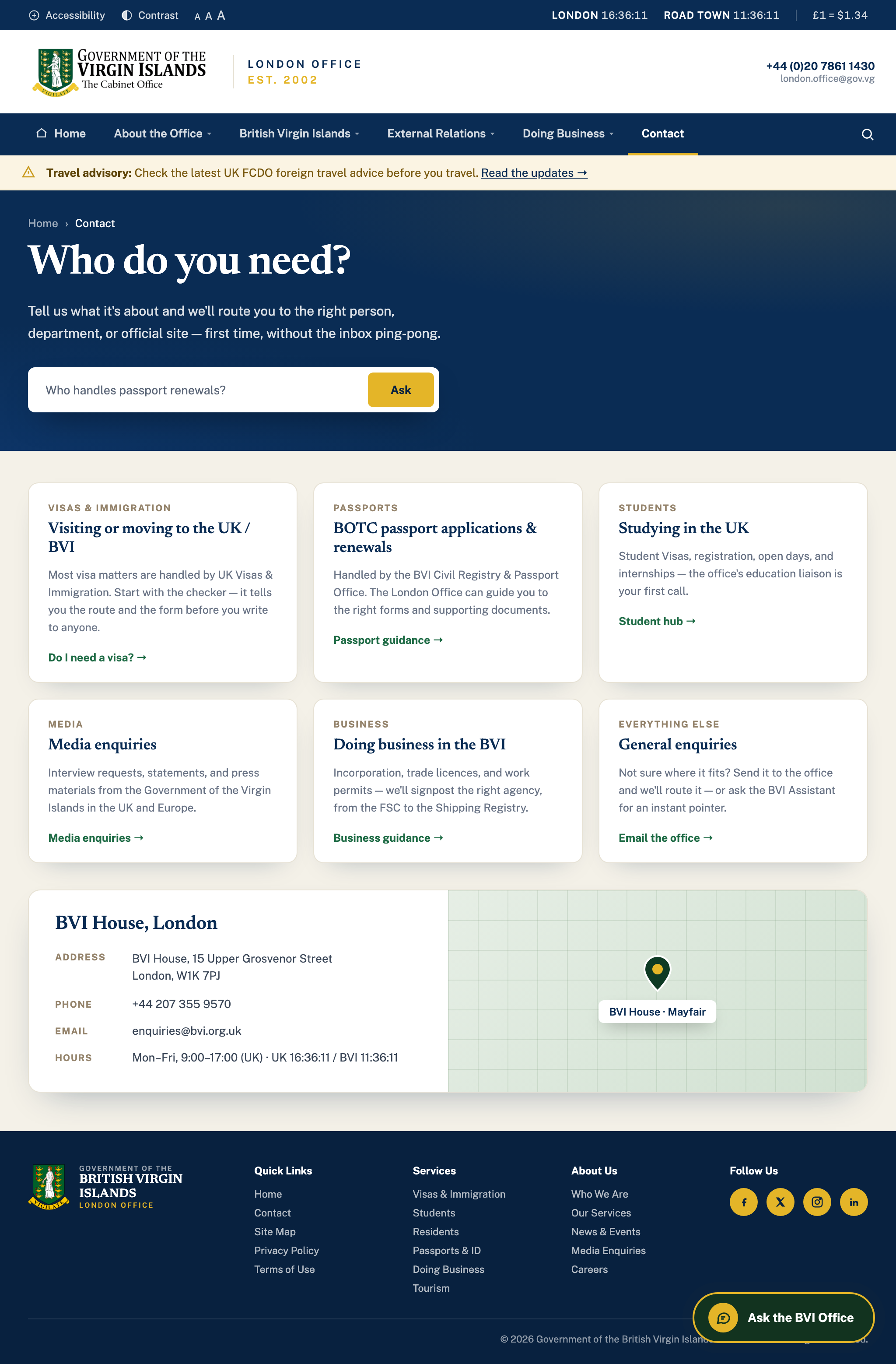 Contact page concept