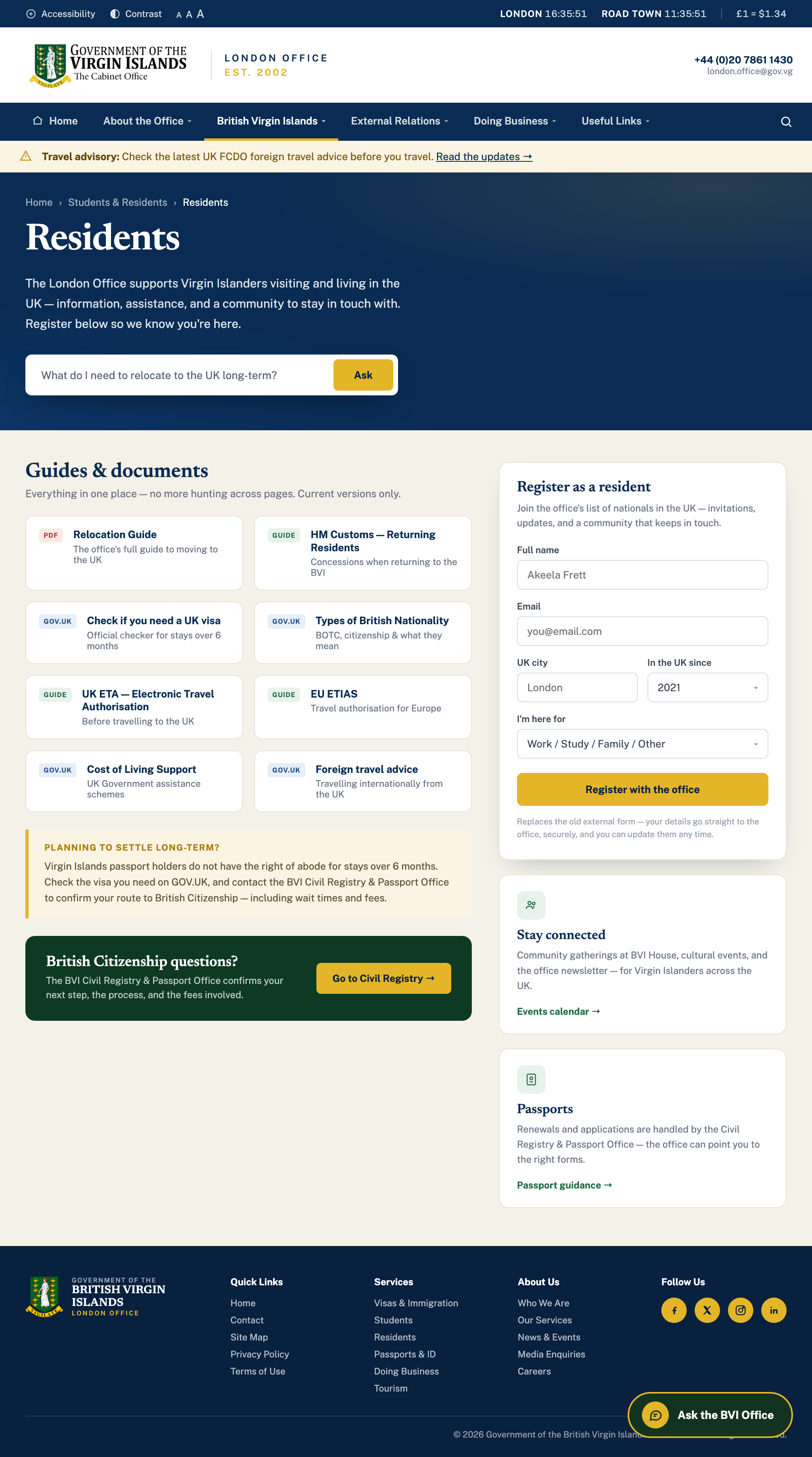Residents page concept