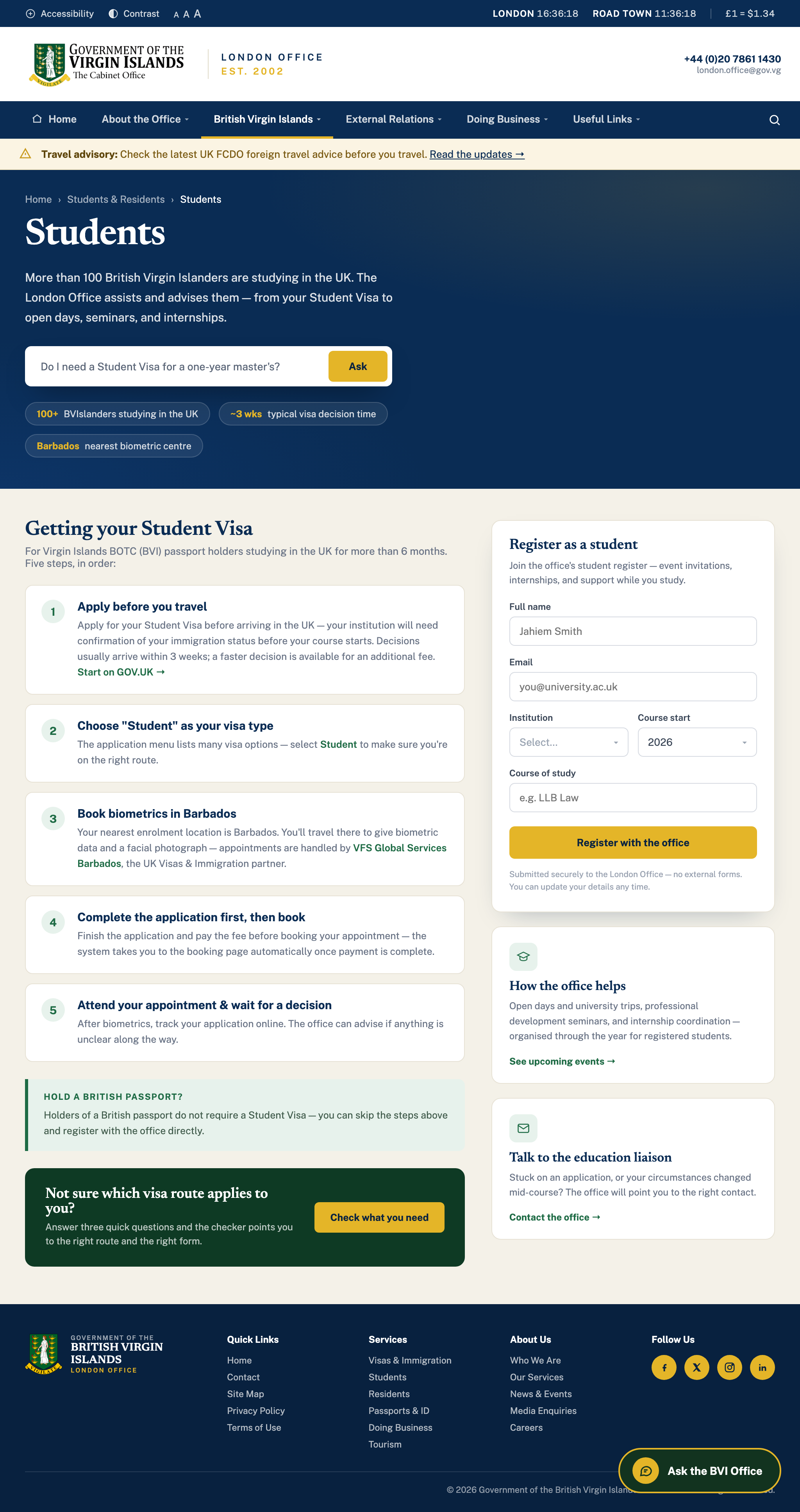 Students page concept
